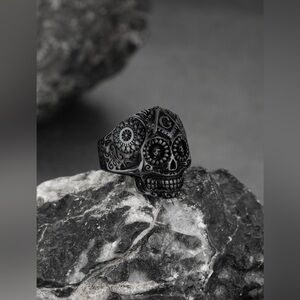 Black Sugar Skull Ring - Size 13